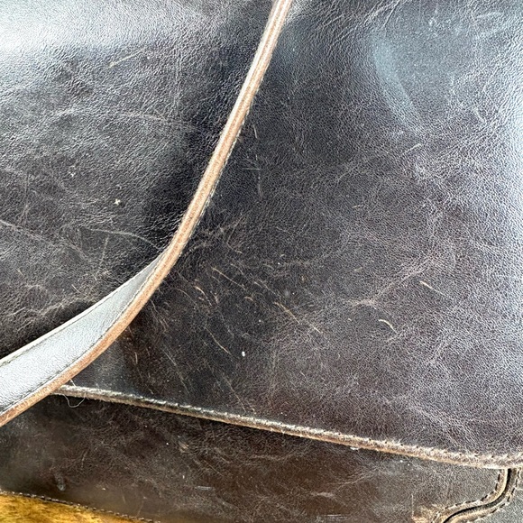 Crazy Horse Leather Messenger Bag Dark Brown Crossbody Unisex - Picture 2 of 9